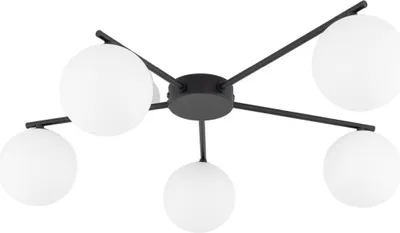 Produktbild von Deckenleuchte Metall Glas G9 Schwarz Weiß Kugelschirm Modern