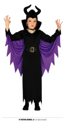 Produktbild von Böse-Hexe Kostüm für Mädchen in Schwarz-Lila, Gr. 98-146, Größe:140/146
