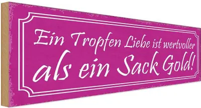 Produktbild von vianmo Holzschild 10x27 cm ein Tropfen Liebe wertvoller als Spruch Zitat