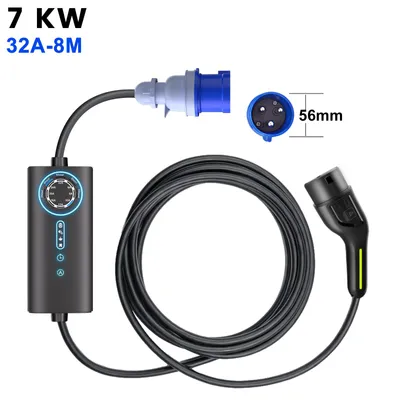 Produktbild von Junsun EV Ladegerät 7kw 8m Cable Type 2 1-phasig 6-32A