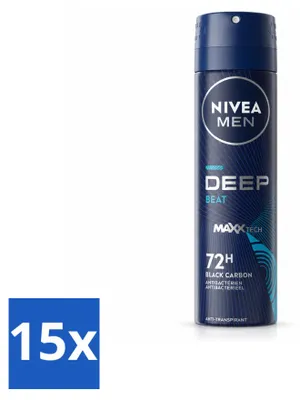 Image de 15 sprays déodorants NIVEA MEN Deep Beat - 150 ml - Pack économique - 15 pièces