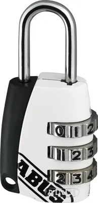 Produktbild von ABUS 53510, Herkömmliches Vorhängeschloss, Zahlenschloss, Koffer, Weiß, Stahl, Zink, Stahl
