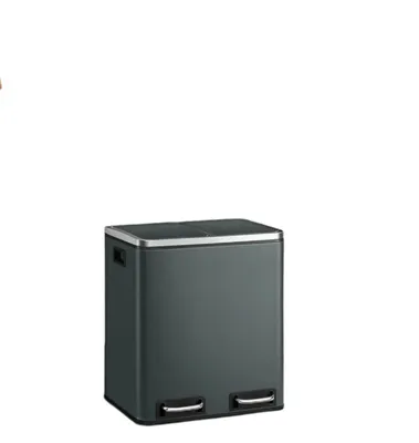 Produktbild von 2 x 15 l Abfalltrennbehälter mit Pedal – Doppelfach – Stahl – 41 x 36 x (47–73,5) cm