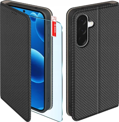 Zdjęcie produktu dla Etui z klapką do Samsung A56 5G Zamykane Czarne Futerał + Szkło 9H