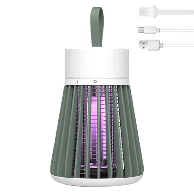 Produktbild von Elektrischer Insektenvernichter, Innen,Außenbereich, Mückenfalle mit LED-Lila-Licht, tragbarer Mückenvernichter, 6-8 Stunden Batterie, Schutzgitter.