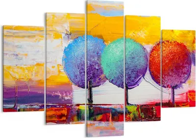 Produktbild von Bild auf Leinwand - Leinwandbild - Bäume Wiese Sommer - 150x100cm - Wand Bild - Wanddeko - Leinwanddruck - Bilder - Kunstdruck - Wanddekoration - Leinwand bilder - Wandkunst - EA150x100-4110