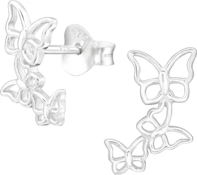 Produktbild von 925 Sterling Silber Ohrstecker Dreifacher Schmetterling
