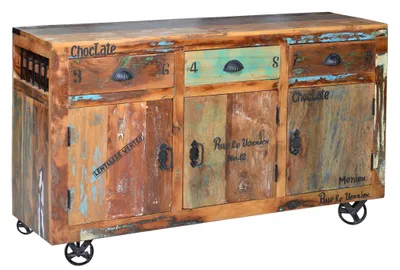 Image de Buffet Verrier en bois recyclé, 86 cm x 140 cm x 40 cm, Giner y Colomer
