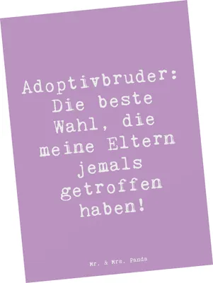 Produktbild von Mr. & Mrs. Panda Postkarte Spruch Adoptivbruder Liebe - Lavendeltraum - Geschenk, Postkarten, Jubiläen, Geschwisterliebe, Familienverbindung, Dankeschön, Fotokarte