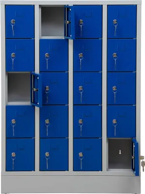 Produktbild von Gürkan Schließfachschrank lichtgrau, enzianblau 111037, 20 Schließfächer 80,0 x 15,0 x 110,0 cm