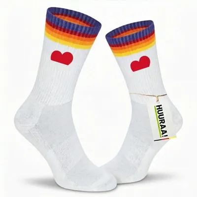 Produktbild von Huuraa Uni Socken Monaco Flagge Herz 37/41 Rainbow Baumwolle Tennissocken Geschenkidee