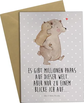 Produktbild von Mr. & Mrs. Panda Glückwunschkarte Papa Bär - Grau Pastell - Geschenk, Muttertag, weihnachtskarten, Grußkarte, osterkarte, Geburtstag, Grußkarten, einladungskarten