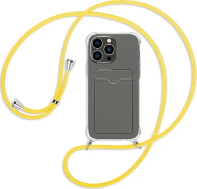 Produktbild von Handykette Backcover-Schutzhülle mit Band (Metall silberfarben) für Apple iPhone 14 Pro Max (6.7'') - gelb