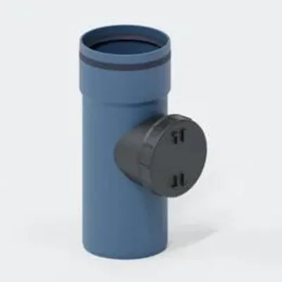 Produktbild von POLOPLAST Reinigungsrohr, DN125, POLO-KAL XS, PP-MD, Ø125mm, blau, 1 Stk.