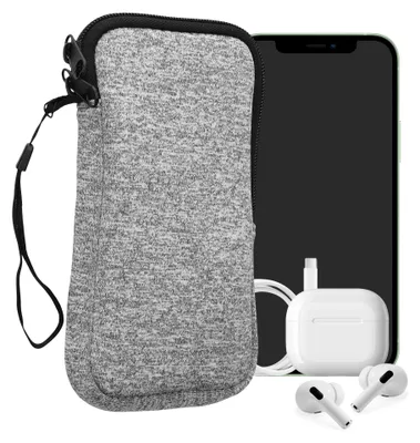 Produktbild von kwmobile Neopren Handytasche für Smartphones XXL - 7" - Handy Tasche mit Reißverschluss - Handyhülle universal Hellgrau Weiß