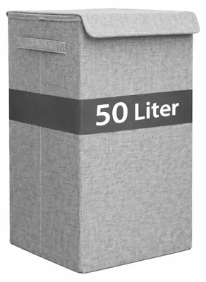 Waschkorb mit Deckel 50L, 30x30x60 cm, faltbar, grau