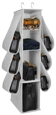 Hängender Organizer, 10 Fächer, für Taschen & Schuhe, Grau