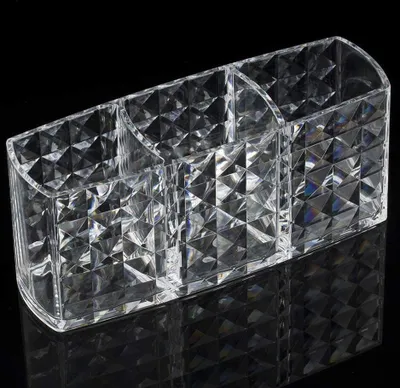 Produktbild von Make-up Organizer, Kosmetik-Organizer mit 3 Fächern, Lippenstift Halter Organizer Lippenstifthalter Display Holder Kosmetik (transparent)