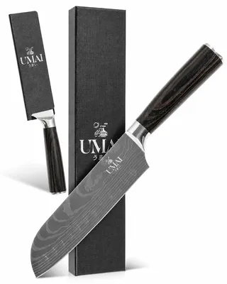 Santoku-Messer 18 cm, 7Cr17MoV-Edelstahl, Damastmuster, Pakkaholzgriff
