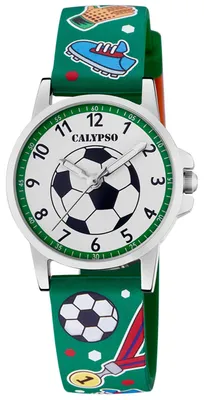 Produktbild von Calypso Kinderuhr Edelstahl analog Quarz grünes Kunststoffband K5790/2
