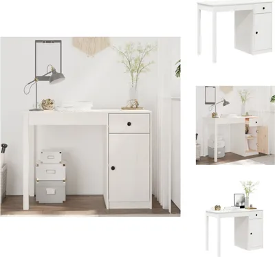 Obrázok produktu pre vidaXL Písací stôl biely 100x50x75 cm z masívneho borovicového dreva - Písacie stoly