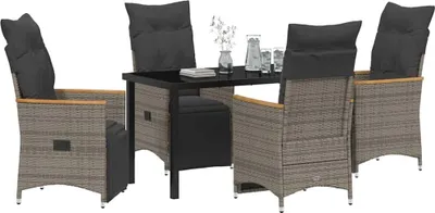 Immagine prodotto di Set da Pranzo per Giardino con cuscino 5 pcs Grigio polyrattan