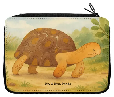 Produktbild von Mr. & Mrs. Panda Federmäppchen Schildkröte Marschieren Design - Weiß - Geschenk, Federtasche, Bleistiftetui, Mäppchen, Schildkröten, Etui, Motivation, Inspiration, Meer