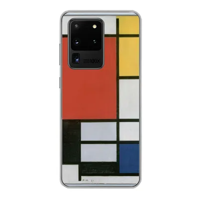 Produktbild von MuchoWow® Handyhülle Schutzhülle Hülle für Samsung Galaxy S20 Ultra Komposition 2 in Rot Blau und Gelb - Piet Mondrian Silikon Softcase Handy Hülle - Karteninhaber