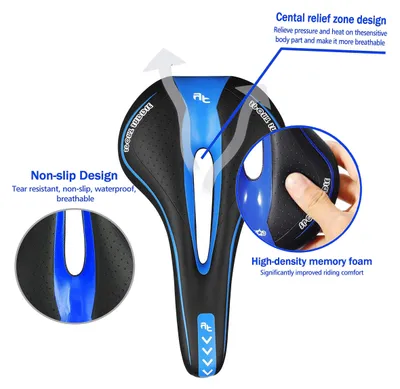 Imagen del producto de Sillín de bicicleta ergonómico, hueco, con gel, transpirable, con amortiguación de impactos, ligero, para mujeres y hombres