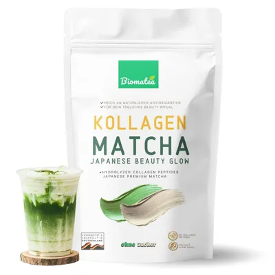 Produktbild von Biomatea Ceremonial Matcha Collagen Latte 150g – 58% Kollagen & 33% Japanischer Matcha – Ohne Zuckerzusatz