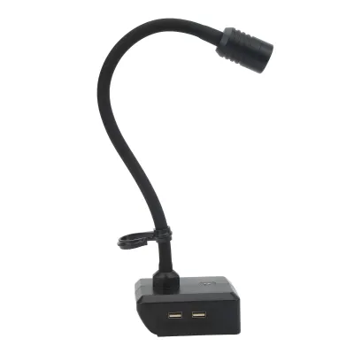 Produktbild von Kabellose LED-Arbeitsleuchte mit Schwanenhals, 3 Leuchtmodi, zwei USB-Anschlüssen und Haken für 14,4–20-V-Akkus