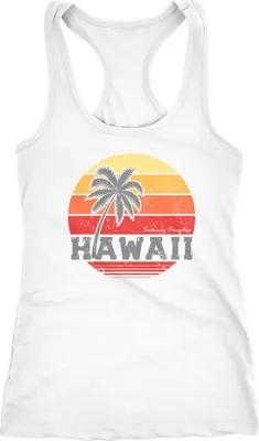 Produktbild von Damen Tank-Top Hawaii Palme Tropical Summer Retro Slim Fit Baumwolle Racerback Neverless® weiß M