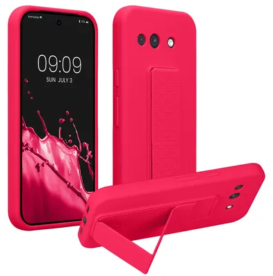 Produktbild von kwmobile Handyhülle für Google Pixel 10a Hülle - TPU Silikon Case mit Fingerhalter und Stand - Schutzhülle Cover in Neon Pink