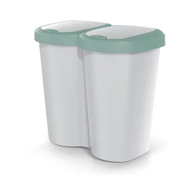 Produktbild von Abfallbehälter Compacta B Duo grün/aschmir Fassungsvermögen 40 l ein Fach zwei Deckel Wandmontage NDBS40-5575C_427C