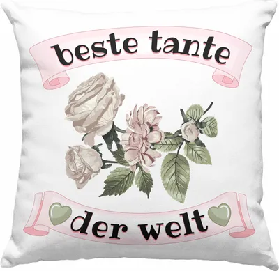 Produktbild von Trendation - Beste Tante Der Welt Geschenk Deko-Kissen mit Füllung 40x40 Lustiger Spruch Geste Geschenkidee (Blau)
