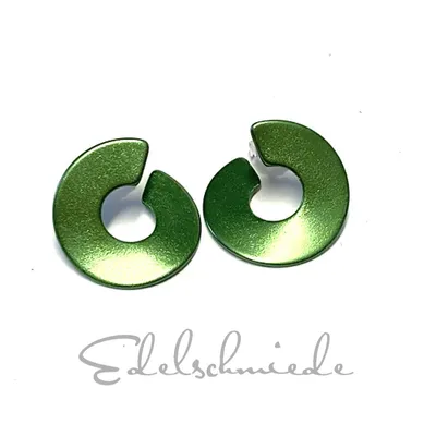 Produktbild von geschwungene Ohrstecker in eloxiertem Aluminium mit 925/- Silber Stift - grün -