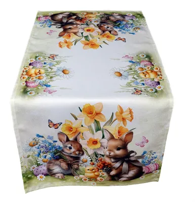Produktbild von Tischdecke Tischläufer Druckmotiv Hasenkinder Osterhasen Ostern 40 x 85 cm