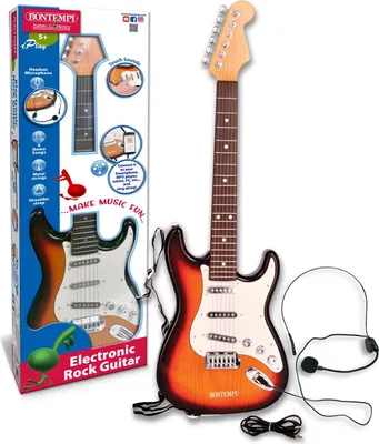 Produktbild von Bontempi 24 1310 - Elektrische Gitarre mit Schultergurt und Mikrofon