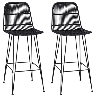Image de vidaXL Tabourets de bar, lot de 2, noir, 44 x 55 x 109 cm, rotin et acier