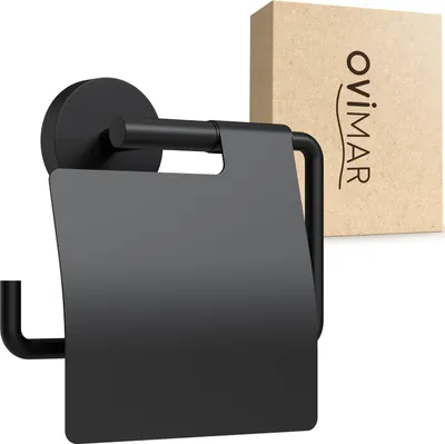Produktbild von Schwarze Edelstahl-Toilettenpapierhalterung selbstklebend