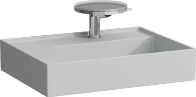Produktbild von LAUFEN Laufen Waschtisch KARTELL 600x460mm Abl. li o ÜL 3 HL-Ausf. grau