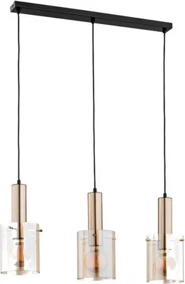 Obrázok produktu pre CELIA 3xE27 15W ALF62165 Alfa tradičná trojitá závesná lampa v čiernej farbe so zlatými prvkami