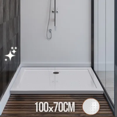 Zdjęcie produktu dla Brodzik Aquamarin® – 100 x 70 cm, superpłaski, niski, antypoślizgowy, prostokątny, nośność do 250 kg, akryl, biały – brodzik, wanna prysznicowa