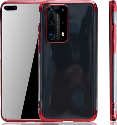 Image de Coque de protection pour Huawei P40 Pro, couleur rouge, transparente, en TPU silicone