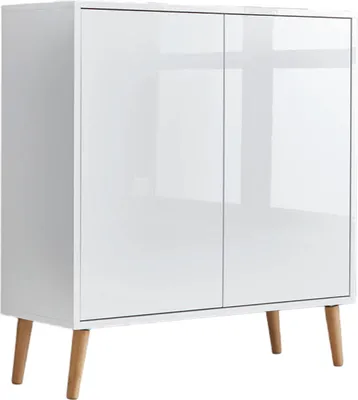 Produktbild von Schuhkommode / Kommode BEN 4 inkl. Holzfüße in weiß / weiß Hochglanz, Push-to-open, (BxHxT) 79x88x33 cm