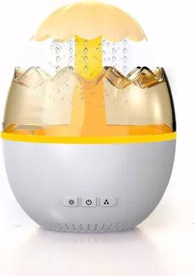 Image de Nuages de pluie Humidificateur coquille d'œuf Veilleuse Aroma Diffuseur d'huiles essentielles avec son de gouttes de pluie 7 couleurs changeantes 2 modes pour la maison Bureau