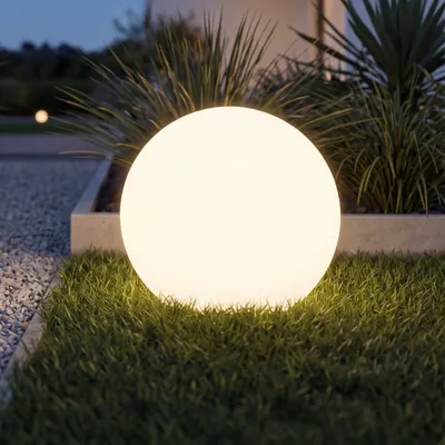 Produktbild von LED Kugelleuchte Solar + Dimmer Fernbedienung Farbwechsler RGBW Ø 30 cm rund Weiß IP65 Außenleuchte Terrasse Gartenlampe