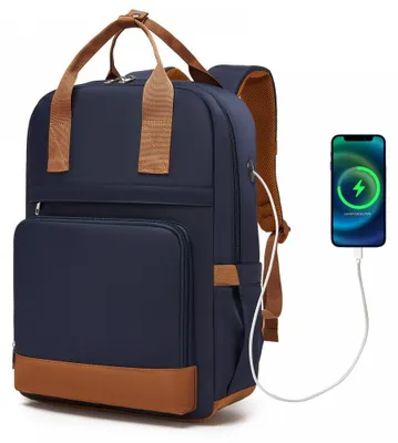 Produktbild von Kleiner dunkelblauer Rucksack für Ryanair und WizzAir, 40 x 30 x 20 cm, 20 l, KONO Oliver NY/BN