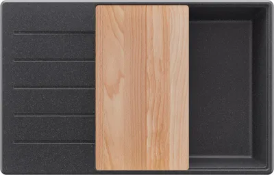 Produktbild von PRIMAGRAN Spülbecken Anthrazit 78x50cm, Granitspüle 1 Becken + Ablauf-Set + Schneidebrett, Küchenspüle ab 60er Unterschrank - Kopenhagen