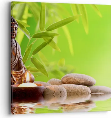 Produktbild von Bild auf Leinwand - Leinwandbild - Buddhismus Feng Shui Spa Bambus - 40x40cm - Wand Bild - Wanddeko - Leinwanddruck - Bilder - Kunstdruck - Wanddekoration - Leinwand bilder - Wandkunst - AC40x40-2392